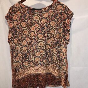 Free People Boho Paisley Print Cap Sleeve Top | Size S